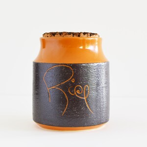 Hanstan Pottery Canister Set of 4 Retro Pantry Ceramic Jars S Flour x 2 I Rice I Sugar I Made In Australia 1960's 70's Era Bild 7