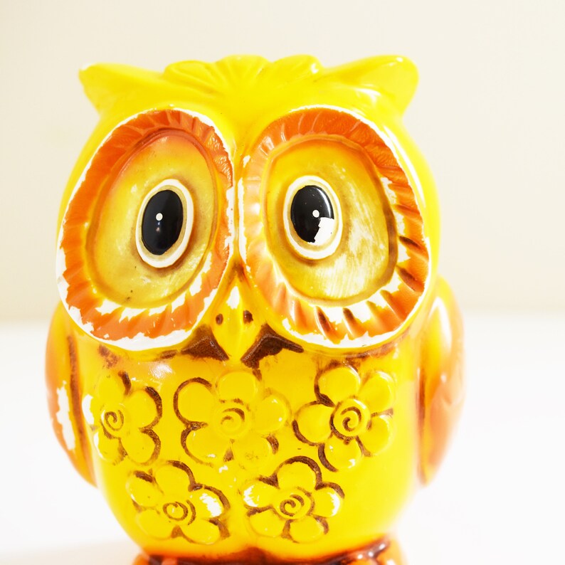 Vintage Owl Money Box Ceramic Kitsch Collectible Piggy Etsy