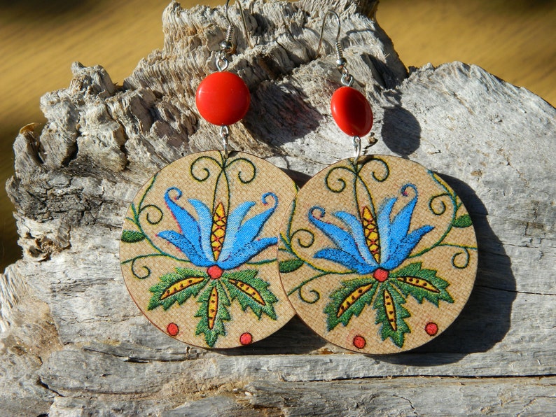 Folk Earrings Polish Folk Art Earrings Kashubian Jewelry Etsy