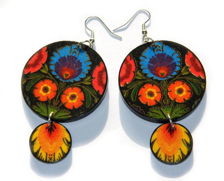 Polish folk jewelry Polska gift Polish dancers earrings Etsy