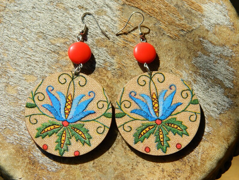 Folk Earrings Polish Folk Art Earrings Kashubian Jewelry Etsy