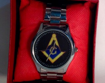 Freemasonry Masonic Symbol Mens Watch,Free and Accepted Masons, Masonic Symbol Compass and Square