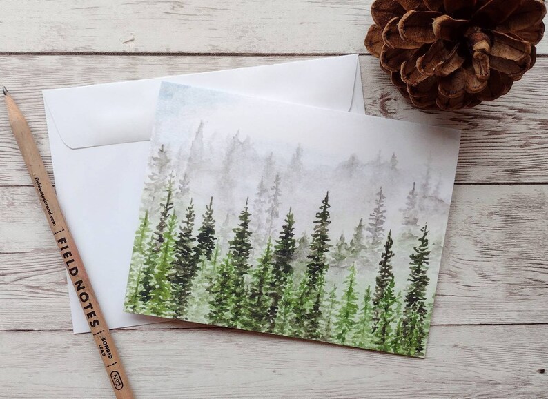 Pine Tree Christmas Card, Blank Christmas Tree Card with White Envelope, Colorado Forest Winter Holiday Note Card, Evergreen Cards image 3