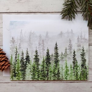 Pine Tree Christmas Card, Blank Christmas Tree Card with White Envelope, Colorado Forest Winter Holiday Note Card, Evergreen Cards image 1