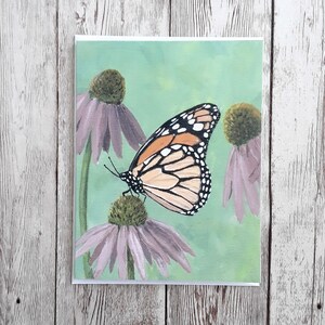 Monarch Butterfly Card, Butterfly and Flowers Blank Greeting Card With ...