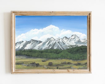 Idaho Sawtooth Mountains Art Print, INFRAMED Landscape Painting