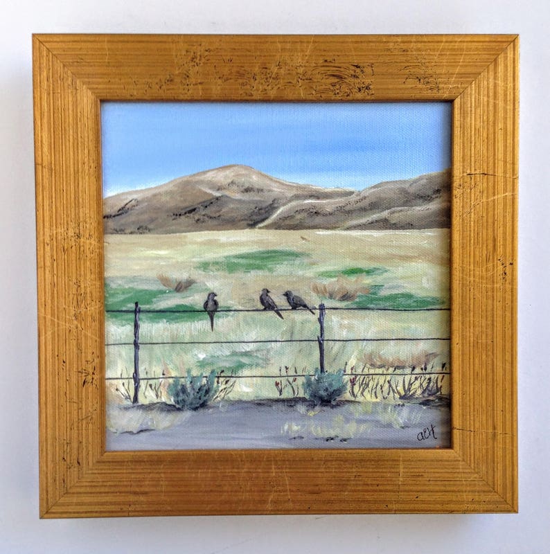 Gold Framed Original Desert Landscape Art Wyoming Image 0