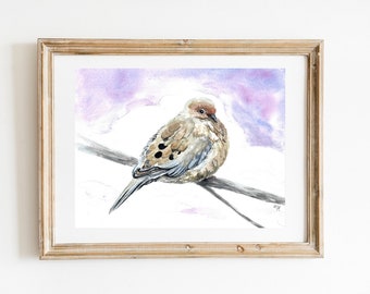 Mourning Dove art Print, UNFRAMED Songbird Watercolor Painting