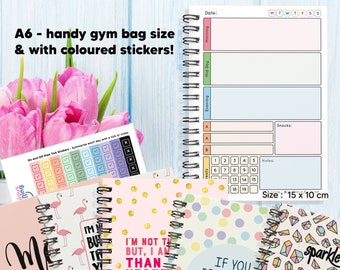 Compatible 4 Slimming World ,Any Diet,Food Diary, Planner,Weight Watchers,Calorie,  Tracker, Journal,Notebook, Weight loss, A6 Pink Flamingo