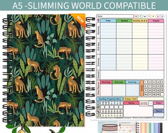SLIMMING WORLD compatible 2024 food planner, weight loss, speed, tracker, log, 3months, MEASURE, filofax,Meal Plan, Botanical, Notebook A5