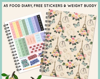 Works with SW food DIET Diary A5 planner, weight loss, healthy extras, easy , tracker, log, 3months, measurements & more /Paris 2024