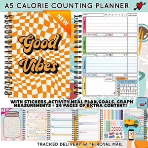 A5 Kalorienzählen - Food Planner Tagebuch - Diät-Tagebuch, Tracker - Food Buch - 13-Wochen-Planer -Glauben Motivieren Mentale Gesundheit & Gratis Geschenk!
