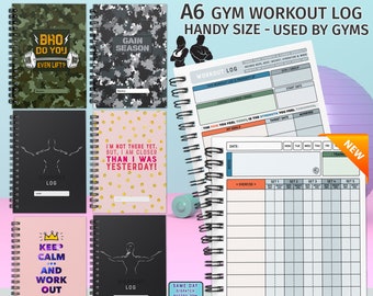 A6 Gym, Workout Log Diary,Journal,Fitness, Health, weight loss, Book, tracker,500 Exercises, Pocket Size,Reps, Sets, Done -Male/Female