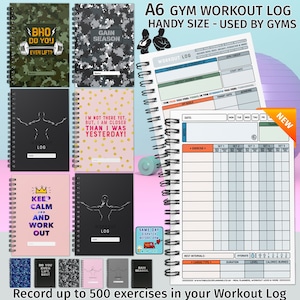 A6 Gym, Workout Log Diary,Journal,Fitness, Health, weight loss, Book, tracker,500 Exercises, Pocket Size,Reps, Sets, Done -Male/Female