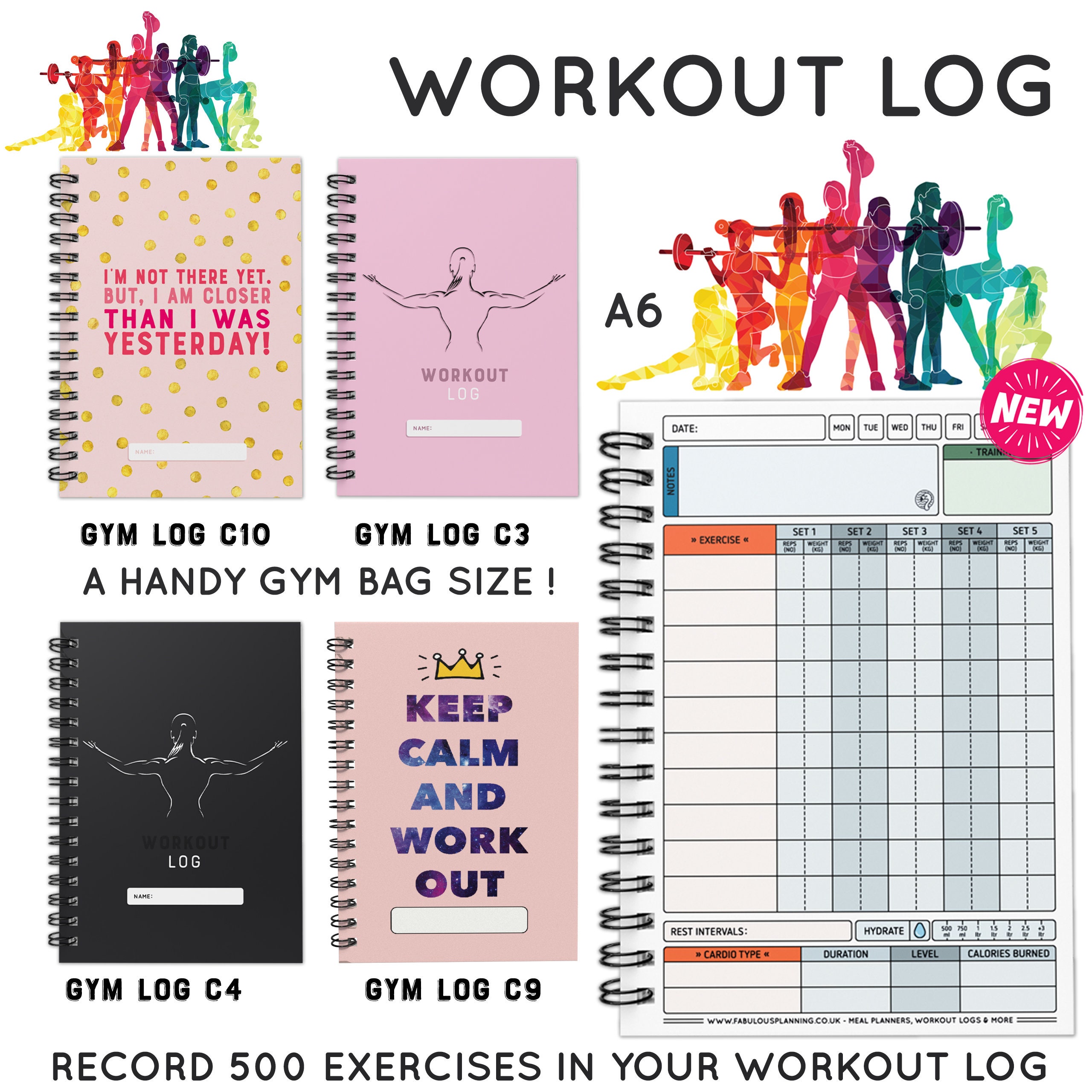 Gym Diary Pocket Sized Workout Log Book Compact A6 Size Fit Inside Your