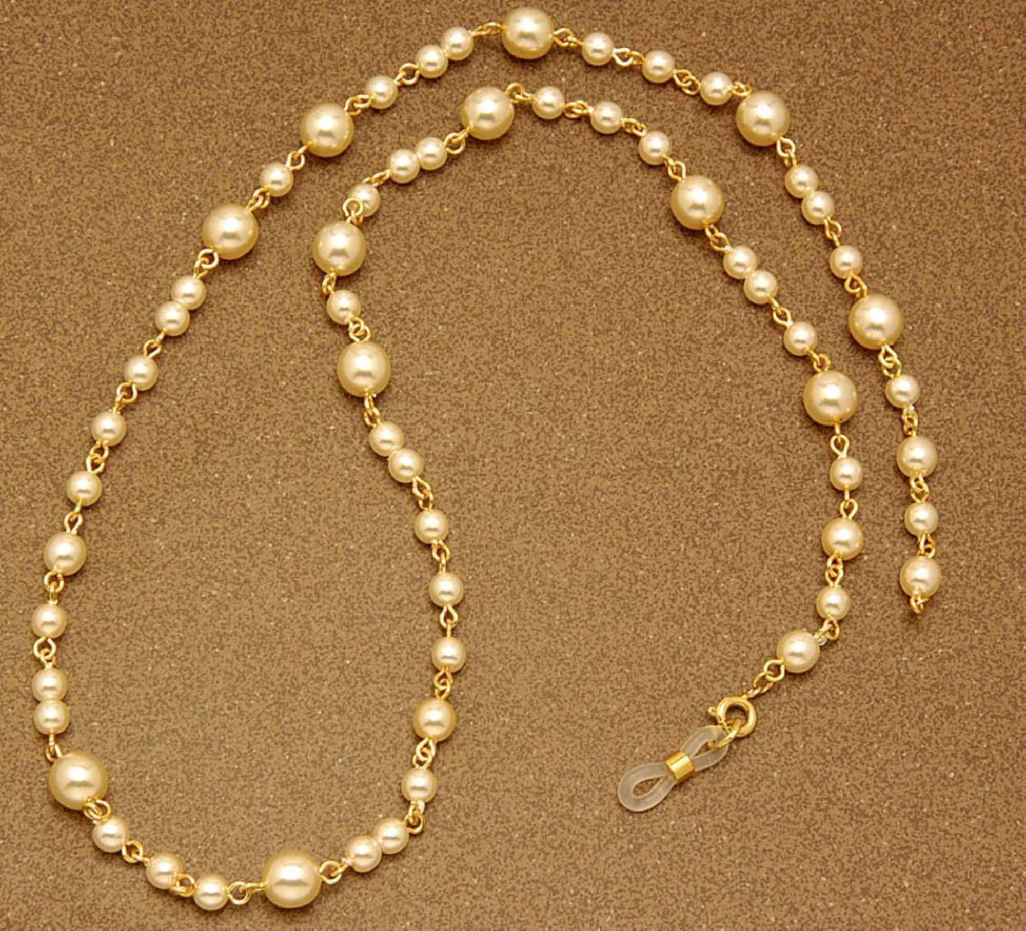 Cordon lunette femme perles renassance swarovsk sur chane acer