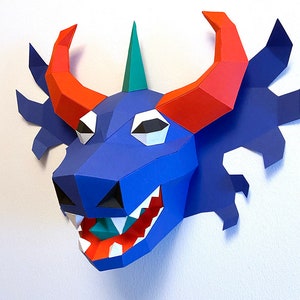 Yare Dancing Devil Mask, Diablos danzantes de Yare, Second Capataz, Segundo Capataz, Papercraft, Wall Decor, 3D Mask Template