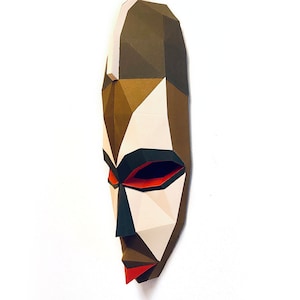 African Tribal Mask, Papercraft, Wall Decor, 3D Mask Template