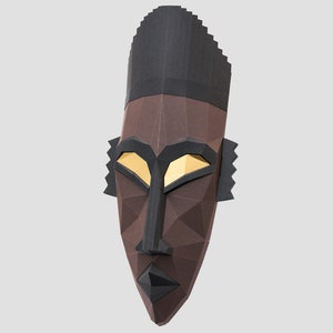 Tribal Afrikaans masker, papercraft, wanddecoratie, 3D-maskersjabloon