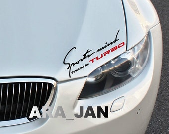Sports mind Powered by TURBO Vinyl Decal sticker sport racing car hood logo emblem