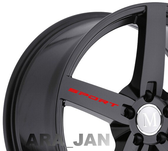 SPORT Decal Sticker For Wheels Or Rims - Black Emblem Logo (4 Pieces) By Nkaz1080