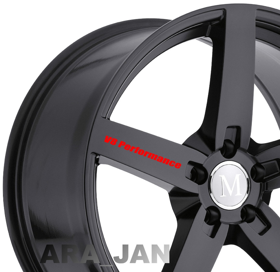 4PCS - V8 Performance Vinyl Decal Racing Sticker Sport Car Wheels Rims ...