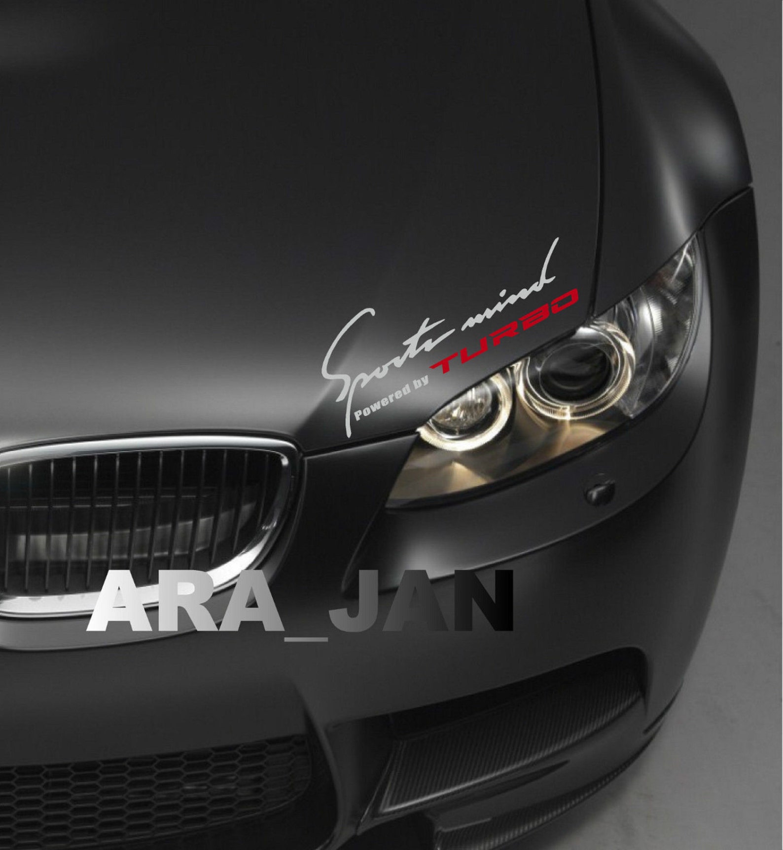 Sports Mind Powered by TURBO Vinyl Decal Sticker Sport Racing Car Hood