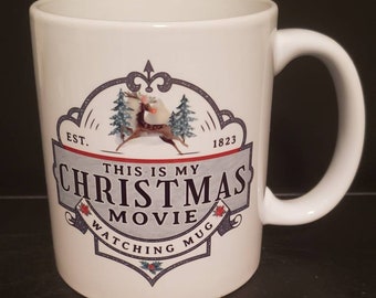 Christmas movie watching mug vintage design