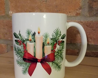 Custom printed mug, Christmas candles