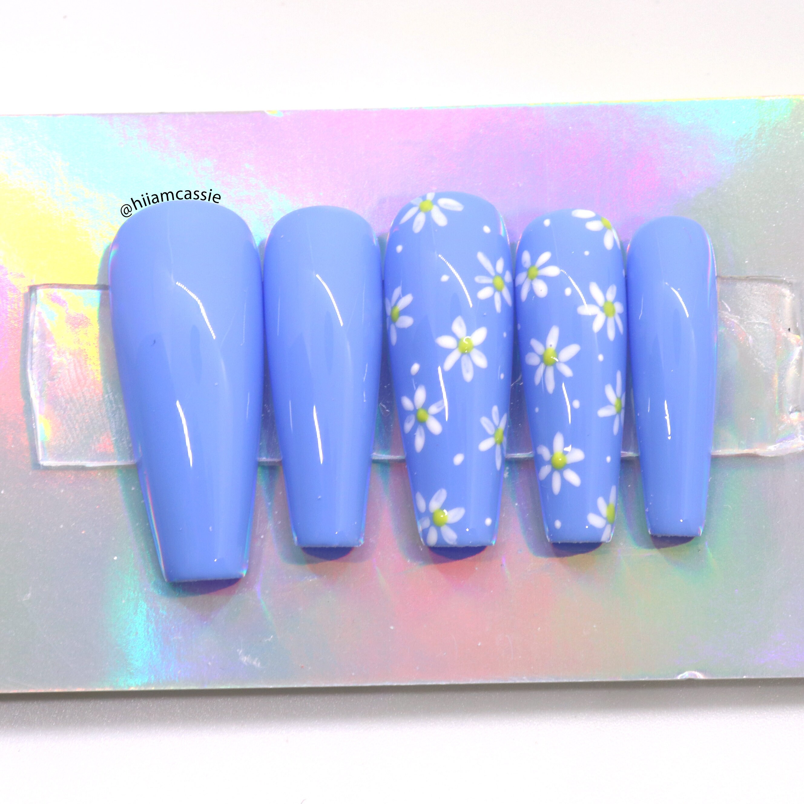Aesthetic Daisy Blue Purple Press On Nails Glue On Nails Etsy Aesthetic Daisy Blue Purple Press On Nails Glue On Nails Etsy