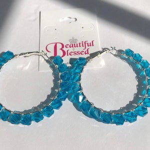 Medium hoop earrings, beaded hoop earrings, medium hoop earrings