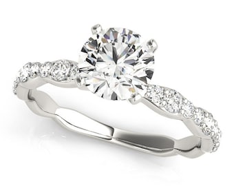 Classic White Gold Engagement Ring, White Gold Engagement Ring, White Gold Diamond Engagement Ring