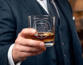 Vaso de whisky Art Déco con cita de Gatsby / Vaso para whisky Old Sport grabado
