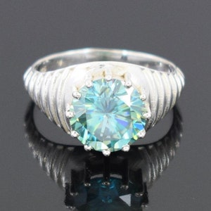 Solitaire diamond engagement ring 4.60 Ct Stunning Brilliant Cut Blue Moissanite Ring In Prong Setting Men&#39;s expensive-looking Design.