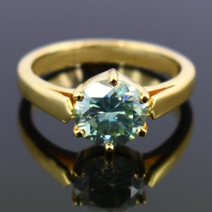 2 carats aaa certified blue moissanite diamond solitaire ring Round cut Moissanite engagement ring , great brilliance Gift For your Partner