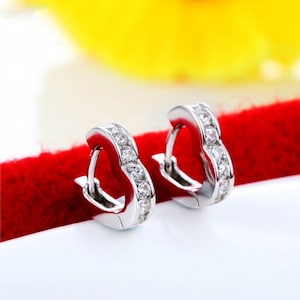 Dainty Heart Hoops Heart Shape Round Cut Earrings 0.80 Ct Total latest Heart Certified Moissanite Diamond Huggie Hoop Earrings