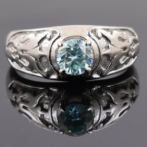 0.75 ct aaa certified blue moissanite solitaire ring Dainty gold engagement ring , great shine & luster beautiful design To Your Partner