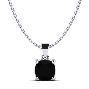 Pendentif solitaire minimaliste en or 3 Ct coussin Pendentif solitaire certifié diamant noir en argent sterling avec chaîne gratuite