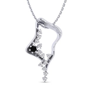 Solitaire ancien 1 carat rond en diamant noir et pendentif certifié diamant blanc, bijoux avec chaîne gratuite, cadeau pour son partenaire