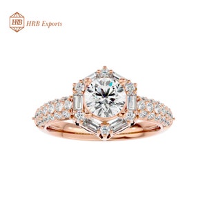 Halo Diamond Wedding Ring 14k/18k Yellow/White/Rose Gold/Silver 925  Round Cut Moissanite Diamond Engagement Ring For His Partner