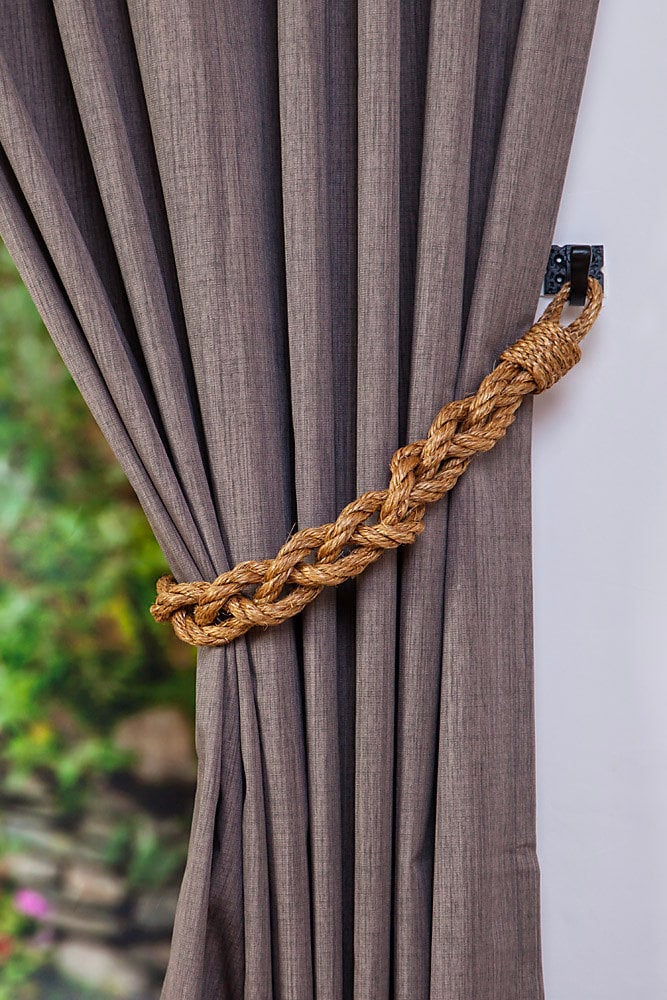 Chunky Braided Manila Rope Curtain Tiebacks Nautical Boho Beach