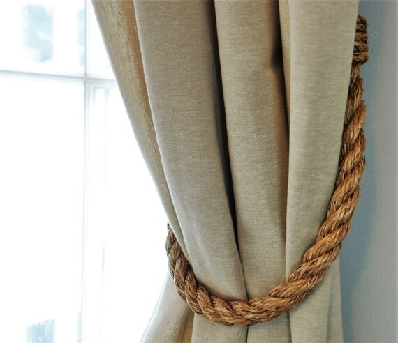 Chunky Rustic Manila Rope Curtain Tiebacks Shabby Chic Vintage Etsy