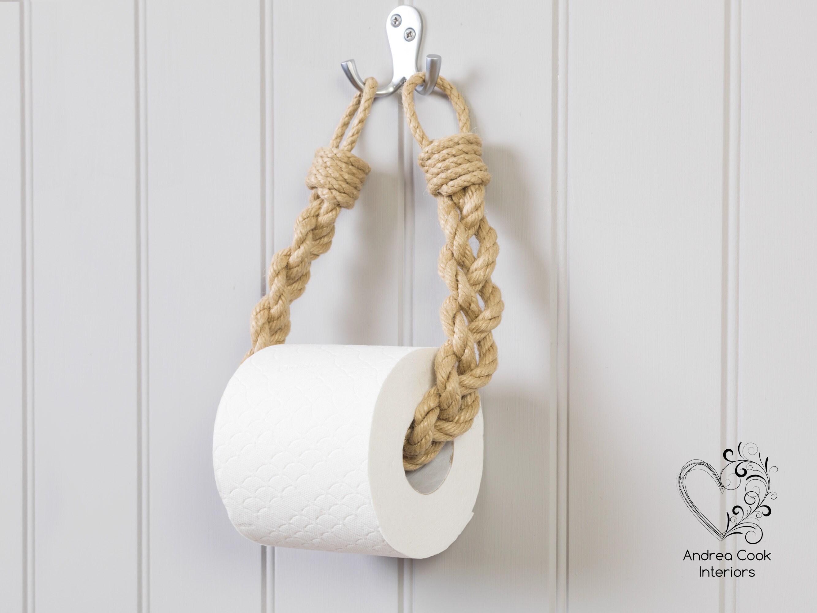 Chunky Braided Beige Rope Toilet Roll Holder - Toilet Paper Holder ...
