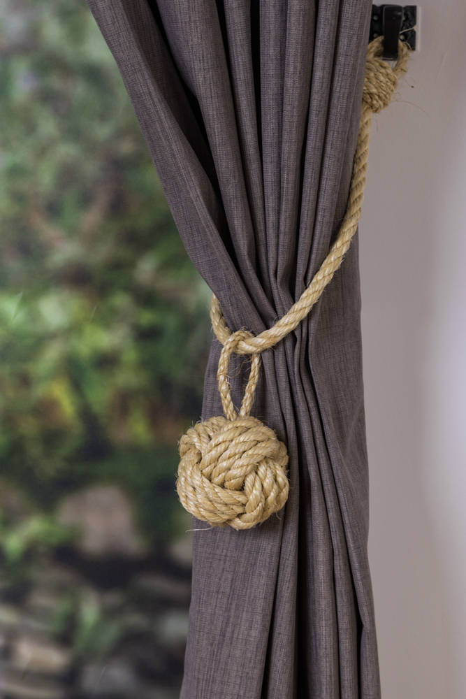 Large Monkey Fist Knot Natural Sisal Rope Curtain Tieback Cord