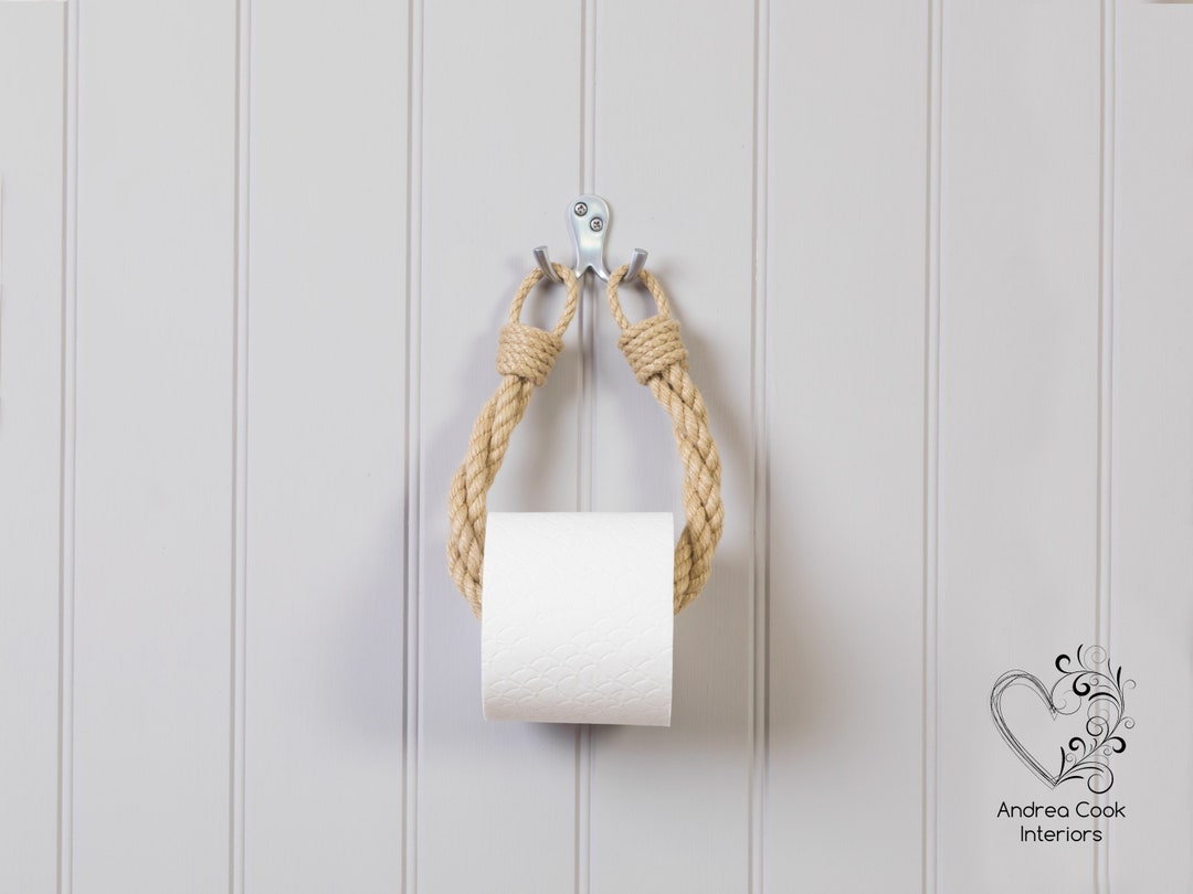 Beige Twisted Rope Toilet Roll Holder Toilet Paper Holder, Nautical