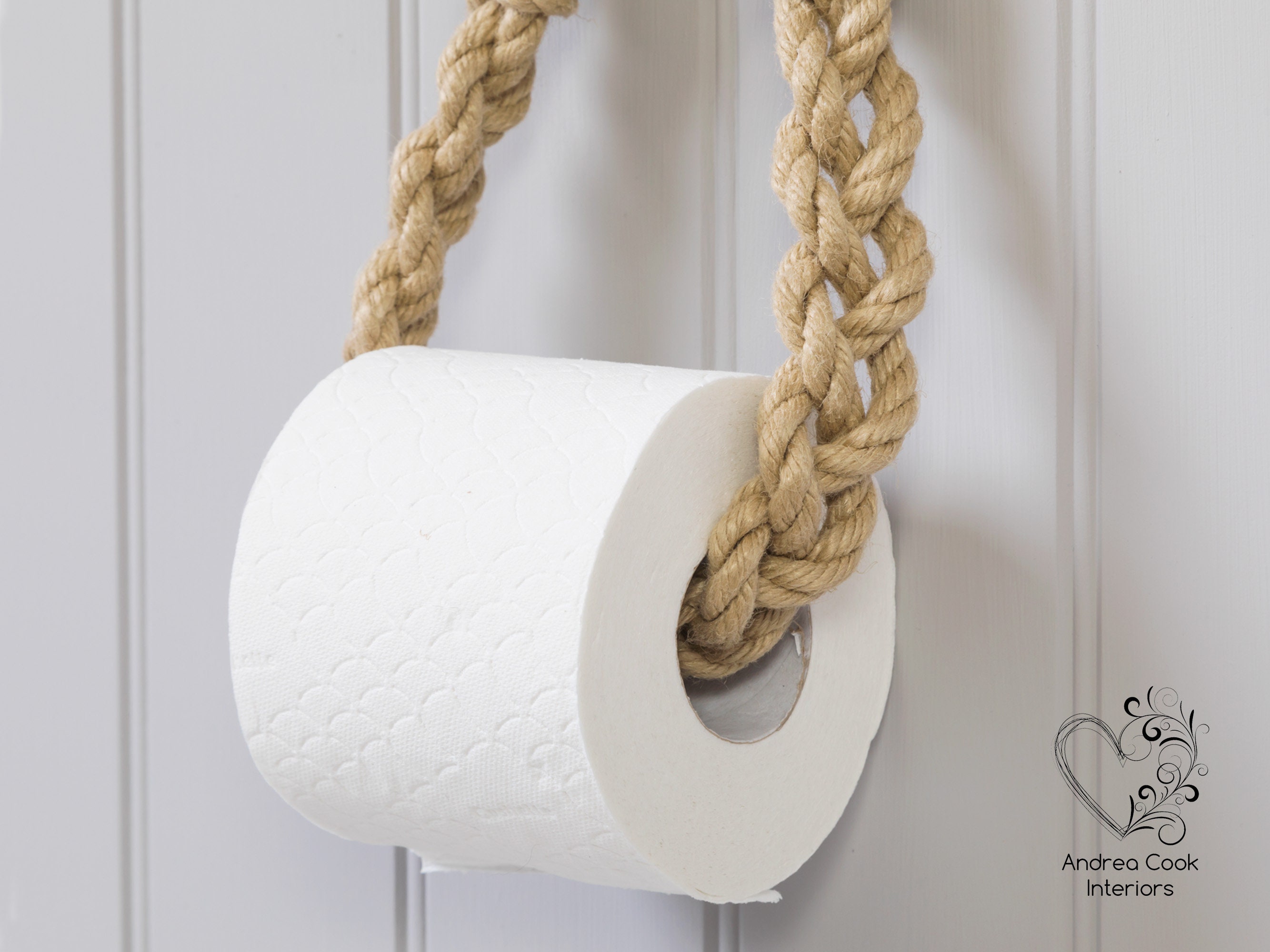 Chunky Braided Beige Rope Toilet Roll Holder - Toilet Paper Holder ...