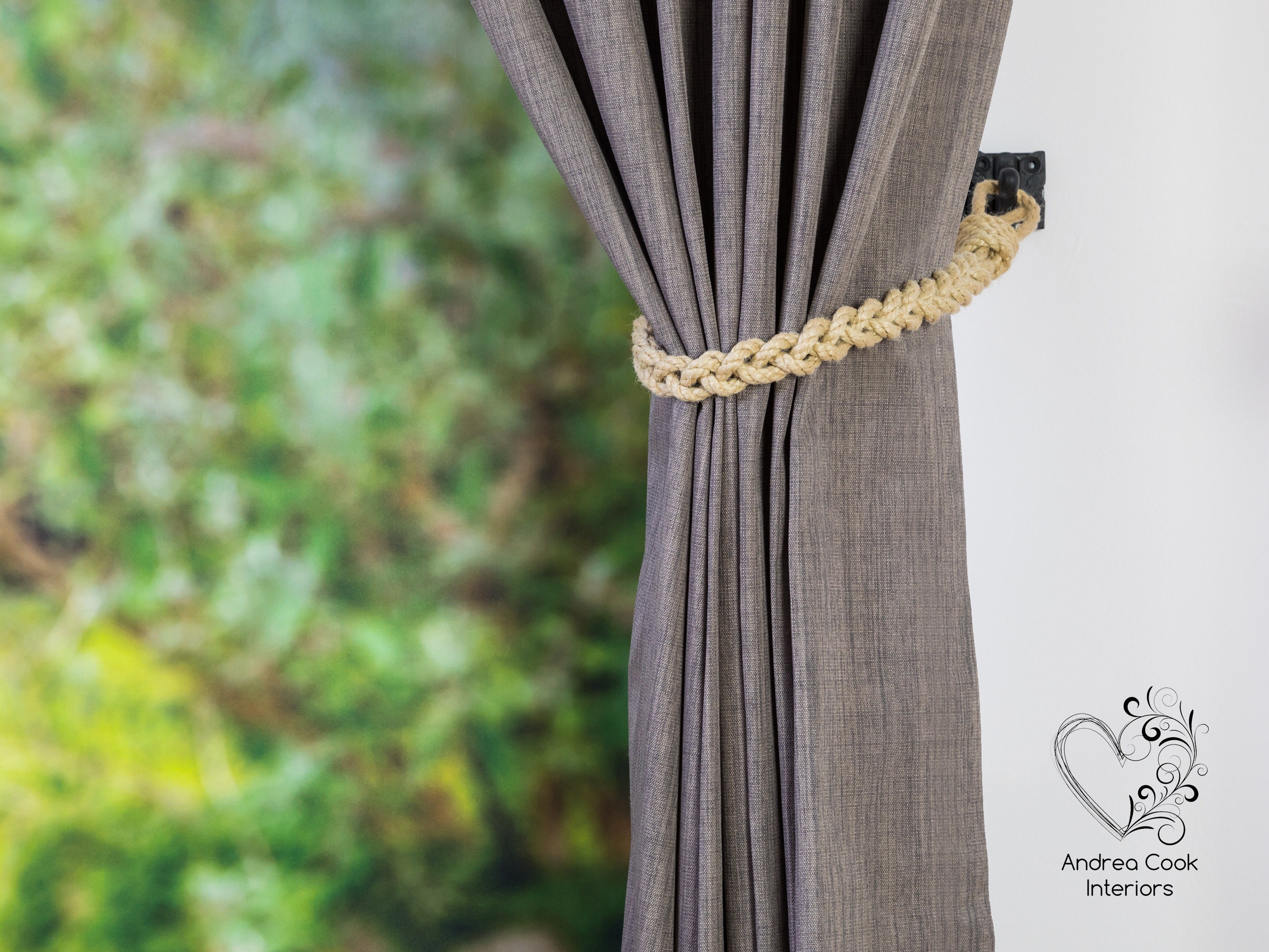 Slim Beige Braided Rope Tiebacks Braided Curtain Tie Backs Etsy