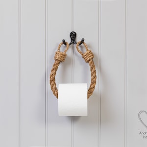 Chunky Manila Rope Toilet Roll Holder Toilet Paper Holder, Nautical Toilet Roll Holder, Nautical Decor, Rope Toilet Paper Holder, WC image 1