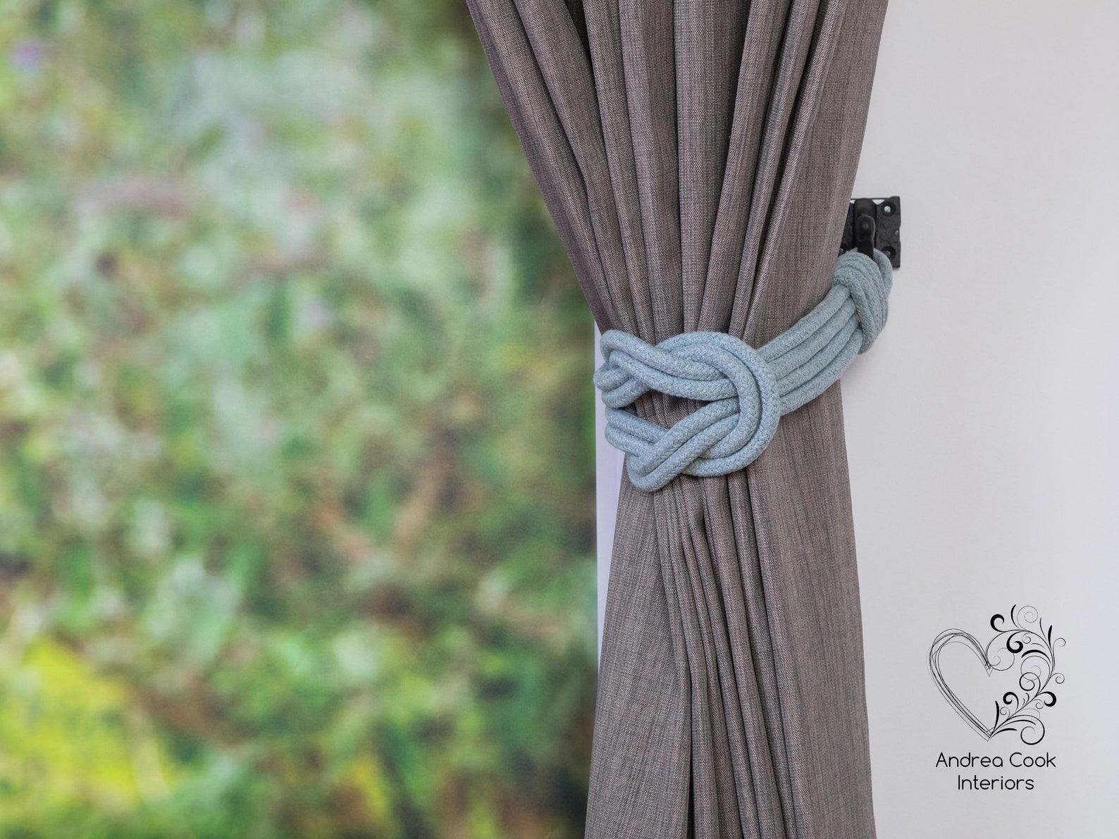 Light Grey Cotton Rope Double Square Knot Curtain Holdbacks | Etsy