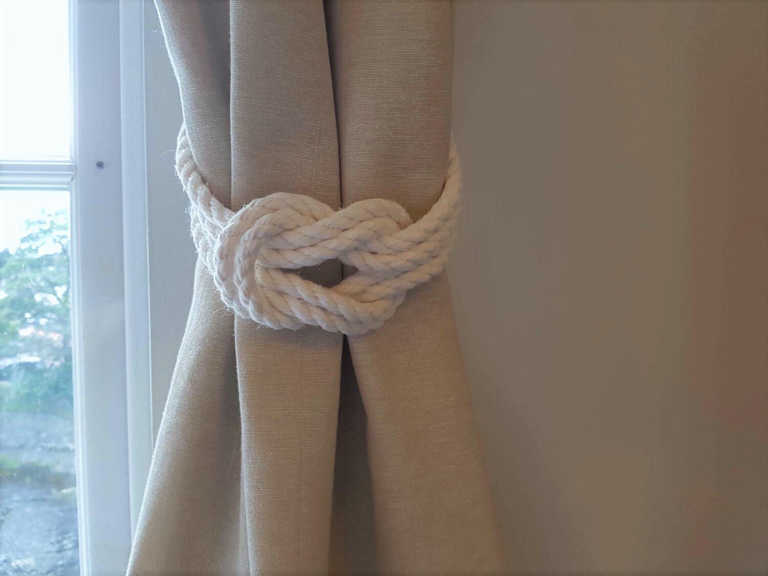 Cotton Rope Double Square Knot Nautical Curtain Tie Backs